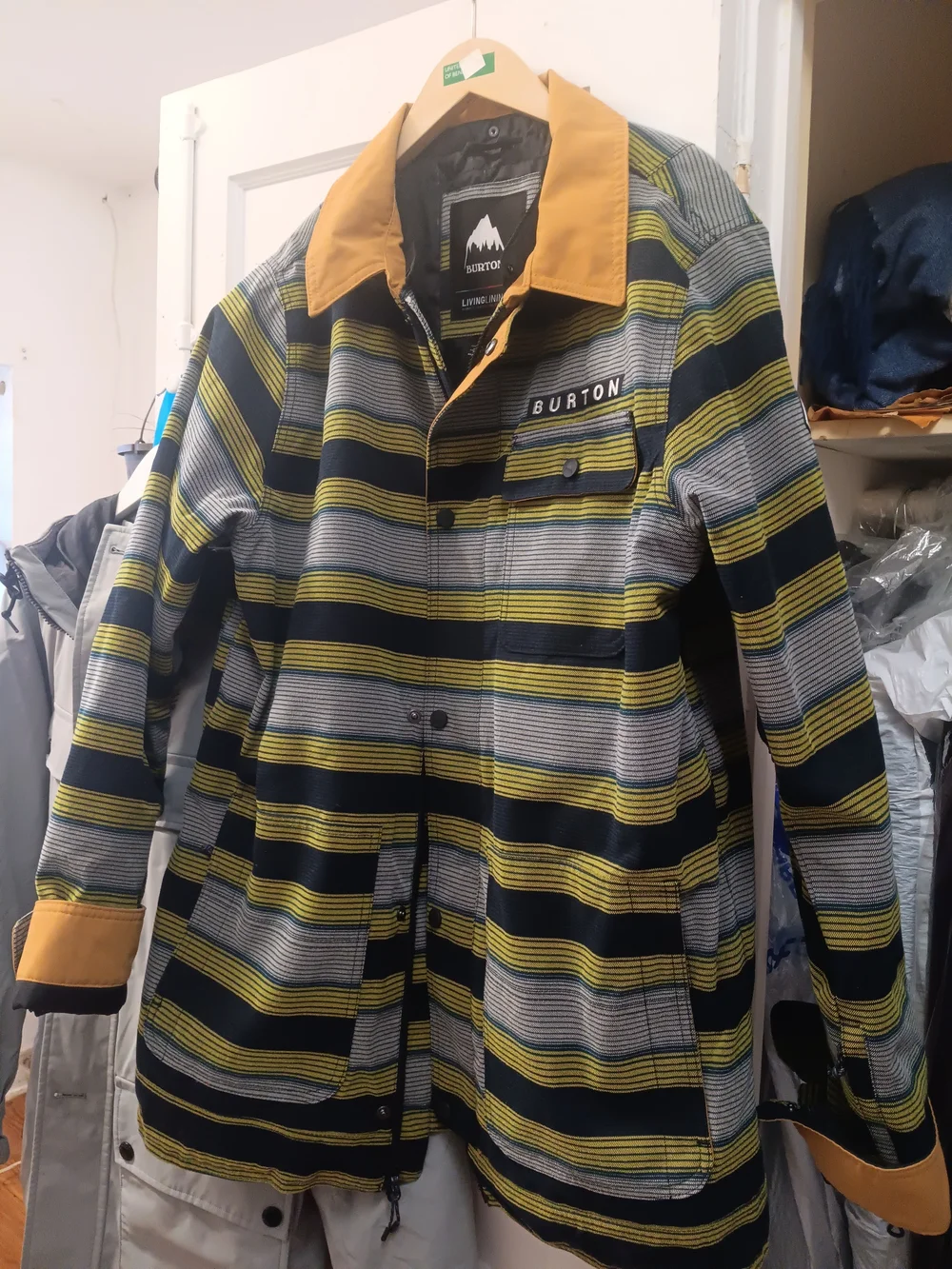 Burton Striped Performance Jacket in Black, Yellow & Tan